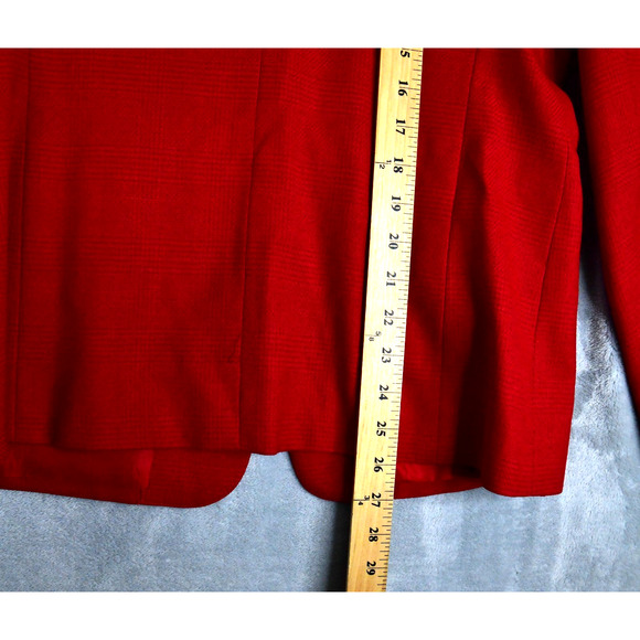 Talbots Blazer Women's 6 Red Plaid Linen Blend Jacket Pockets - Picture 9 of 10